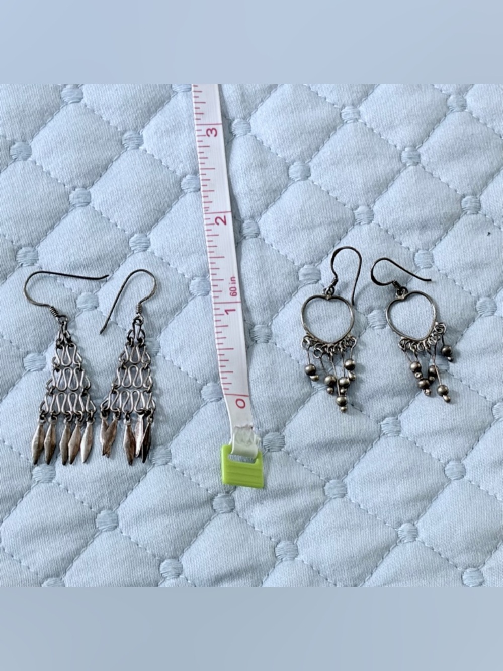 Fun Silver Dangle Earrings - Boho Beaded Circle Pair